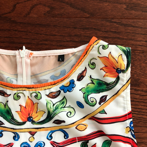 COLORFUL CASUAL SUMMER DRESS ( Orange ) - Picture 2 of 5